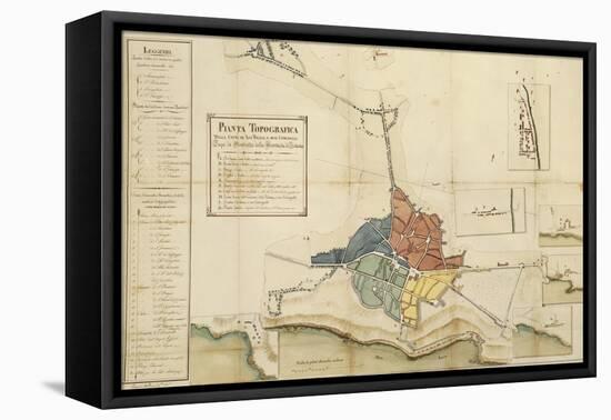 Map of Acireale, Catania-null-Framed Stretched Canvas