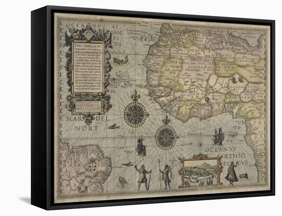 Map of Africa and Brazil, Amsterdam, ca. 1595-Petrus Plancius-Framed Stretched Canvas