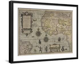 Map of Africa and Brazil, Amsterdam, ca. 1595-Petrus Plancius-Framed Giclee Print