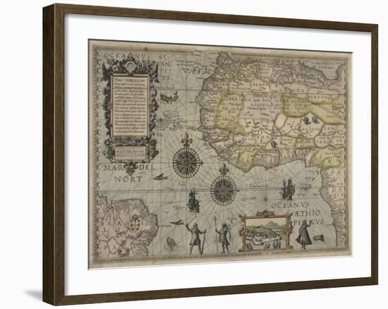 Map of Africa and Brazil, Amsterdam, ca. 1595-Petrus Plancius-Framed Giclee Print