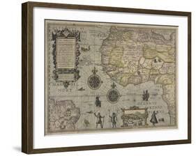 Map of Africa and Brazil, Amsterdam, ca. 1595-Petrus Plancius-Framed Giclee Print