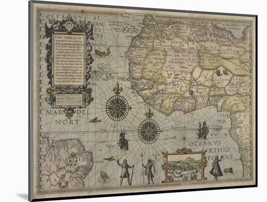 Map of Africa and Brazil, Amsterdam, ca. 1595-Petrus Plancius-Mounted Giclee Print