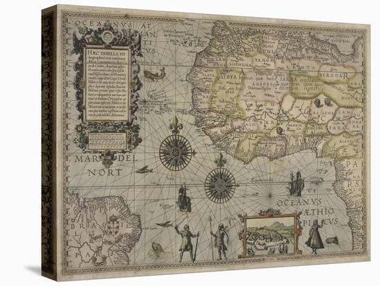 Map of Africa and Brazil, Amsterdam, ca. 1595-Petrus Plancius-Stretched Canvas