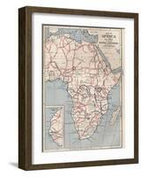 Map of Africa in 1891 Showing Routes of Explorers, 1906-null-Framed Giclee Print