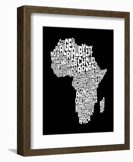 Map of Africa Map, Text Art-Michael Tompsett-Framed Art Print