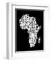 Map of Africa Map, Text Art-Michael Tompsett-Framed Art Print