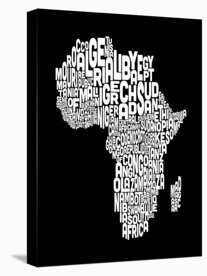 Map of Africa Map, Text Art-Michael Tompsett-Stretched Canvas
