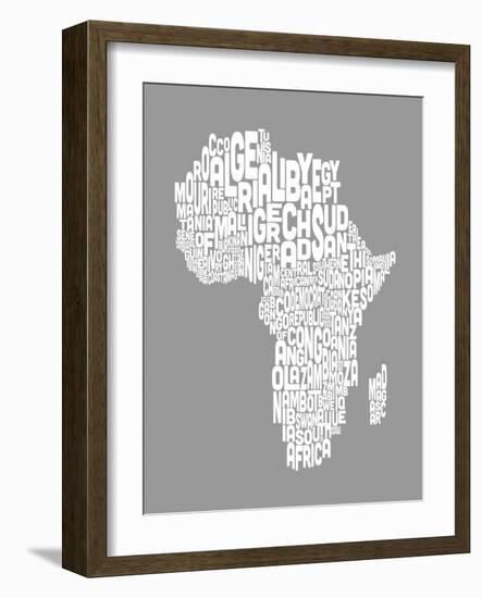 Map of Africa Map, Text Art-Michael Tompsett-Framed Art Print