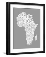 Map of Africa Map, Text Art-Michael Tompsett-Framed Art Print