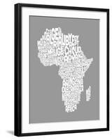 Map of Africa Map, Text Art-Michael Tompsett-Framed Art Print