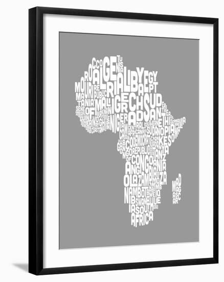 Map of Africa Map, Text Art-Michael Tompsett-Framed Art Print