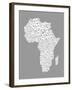 Map of Africa Map, Text Art-Michael Tompsett-Framed Art Print