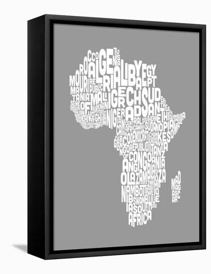 Map of Africa Map, Text Art-Michael Tompsett-Framed Stretched Canvas