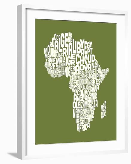 Map of Africa Map, Text Art-Michael Tompsett-Framed Art Print