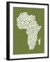 Map of Africa Map, Text Art-Michael Tompsett-Framed Art Print