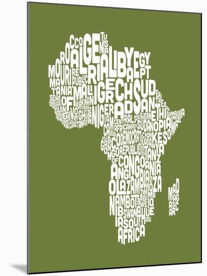 Map of Africa Map, Text Art-Michael Tompsett-Mounted Art Print