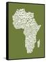 Map of Africa Map, Text Art-Michael Tompsett-Framed Stretched Canvas