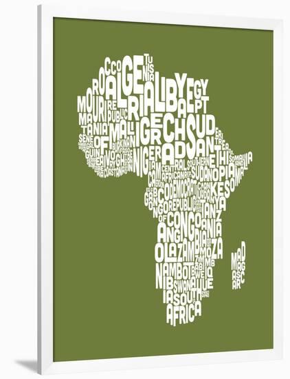 Map of Africa Map, Text Art-Michael Tompsett-Framed Art Print