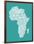 Map of Africa Map, Text Art-Michael Tompsett-Framed Art Print