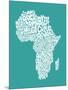 Map of Africa Map, Text Art-Michael Tompsett-Mounted Art Print