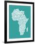 Map of Africa Map, Text Art-Michael Tompsett-Framed Art Print