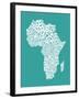 Map of Africa Map, Text Art-Michael Tompsett-Framed Art Print