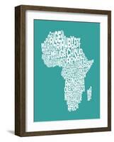 Map of Africa Map, Text Art-Michael Tompsett-Framed Art Print