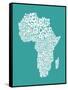 Map of Africa Map, Text Art-Michael Tompsett-Framed Stretched Canvas