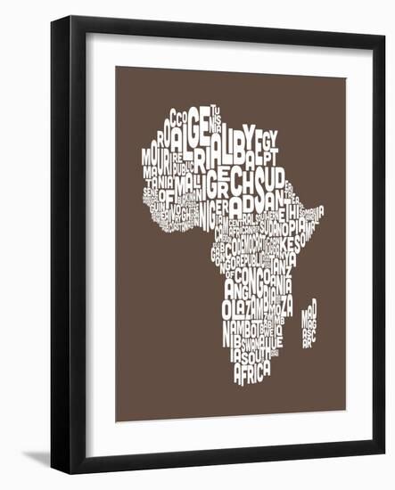 Map of Africa Map, Text Art-Michael Tompsett-Framed Art Print