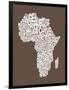 Map of Africa Map, Text Art-Michael Tompsett-Framed Art Print