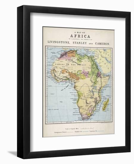 Map of Africa Which Illustrates the Travels of Livingstone Stanley and Cameron-null-Framed Premium Photographic Print