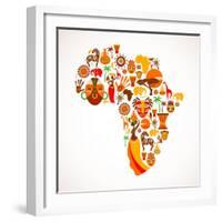 Map Of Africa With Icons-Marish-Framed Art Print