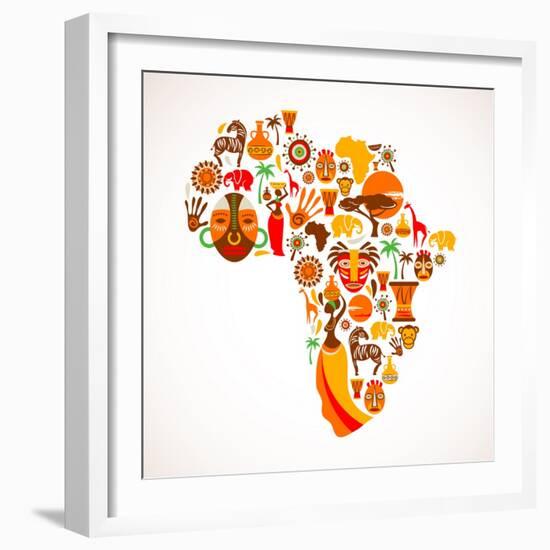 Map Of Africa With Icons-Marish-Framed Art Print