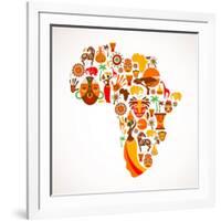 Map Of Africa With Icons-Marish-Framed Art Print