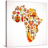 Map Of Africa With Icons-Marish-Stretched Canvas