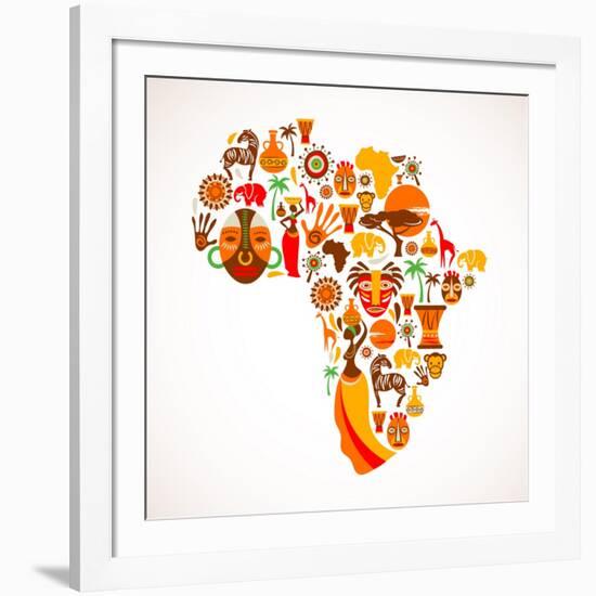 Map Of Africa With Icons-Marish-Framed Art Print