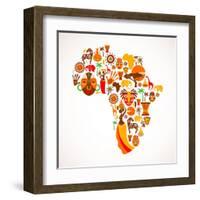 Map Of Africa With Icons-Marish-Framed Art Print