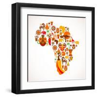 Map Of Africa With Icons-Marish-Framed Art Print