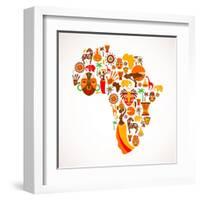 Map Of Africa With Icons-Marish-Framed Art Print