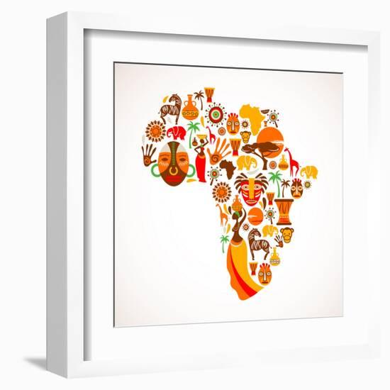 Map Of Africa With Icons-Marish-Framed Art Print