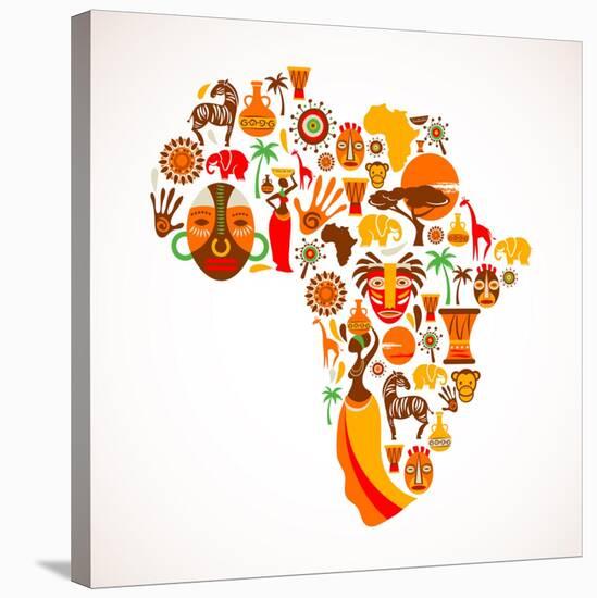 Map Of Africa With Icons-Marish-Stretched Canvas