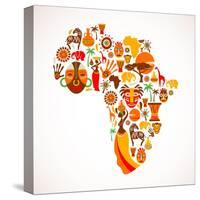 Map Of Africa With Icons-Marish-Stretched Canvas