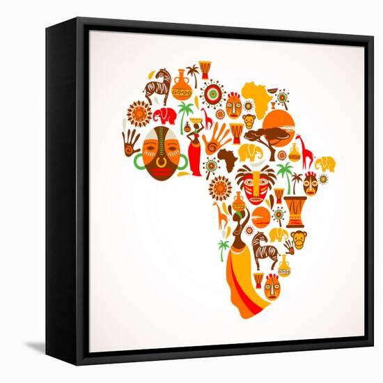 Map Of Africa With Icons-Marish-Framed Stretched Canvas