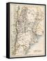 Map of Agentina, Uruguay, and Paraguay in the 1870s-null-Framed Stretched Canvas