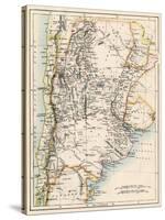 Map of Agentina, Uruguay, and Paraguay in the 1870s-null-Stretched Canvas