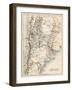 Map of Agentina, Uruguay, and Paraguay in the 1870s-null-Framed Giclee Print