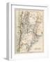 Map of Agentina, Uruguay, and Paraguay in the 1870s-null-Framed Giclee Print