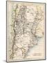 Map of Agentina, Uruguay, and Paraguay in the 1870s-null-Mounted Giclee Print