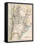 Map of Agentina, Uruguay, and Paraguay in the 1870s-null-Framed Stretched Canvas