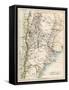 Map of Agentina, Uruguay, and Paraguay in the 1870s-null-Framed Stretched Canvas